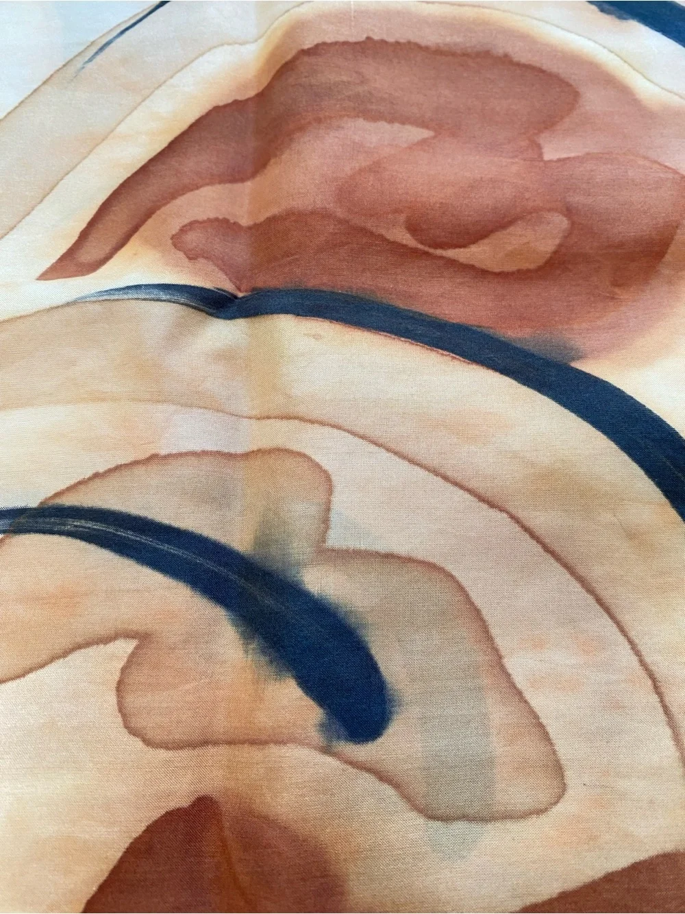 BARB MARLA Hand Painted Original Design Watercolor Abstract Silk Scarf